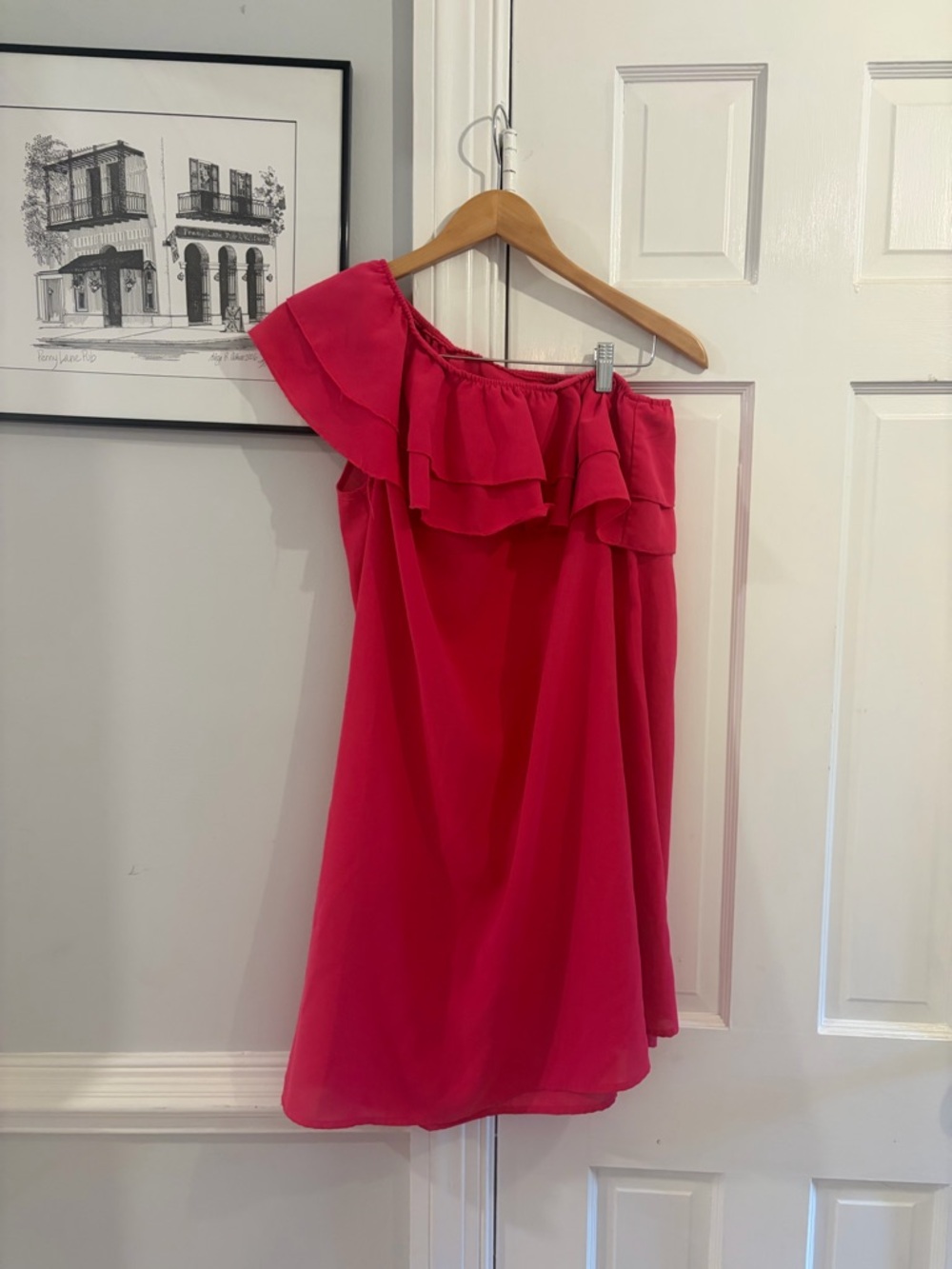 SHEIN Hot Pink Off-Shoulder Ruffle Dress